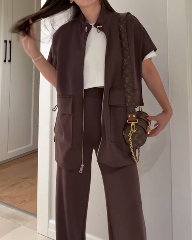 Ensemble Chic Top et Pantalon avec Taille Extensible