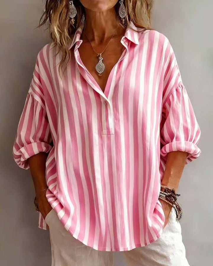 Blouse à col rayée et coupe ample