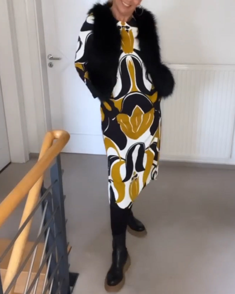 Robe à col rond imprimée