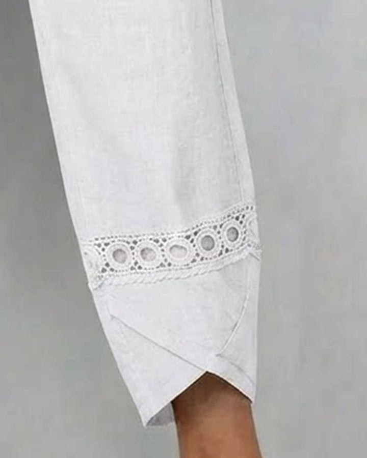 Pantalon décontracté ajouré uni
