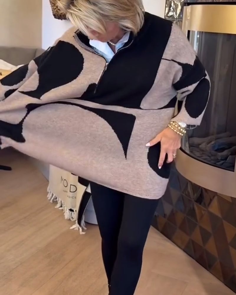 Pull tendance à col montant et demi-zip