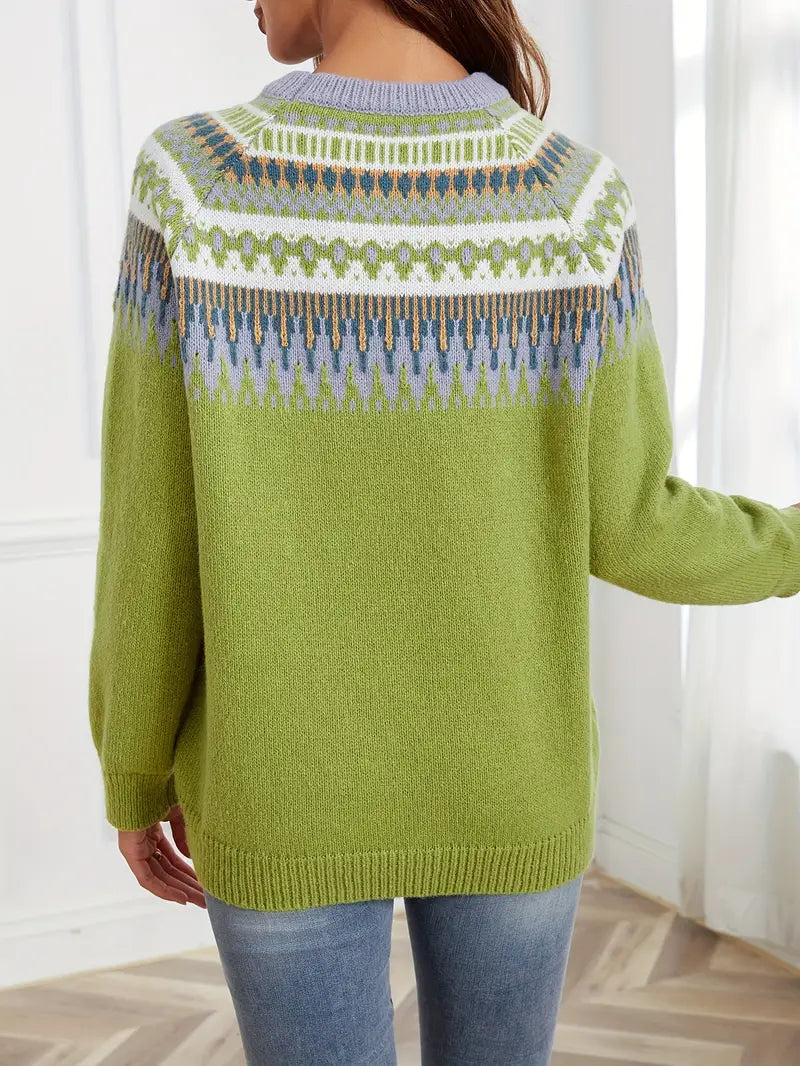 Pull à motif géométrique audacieux et style rétro