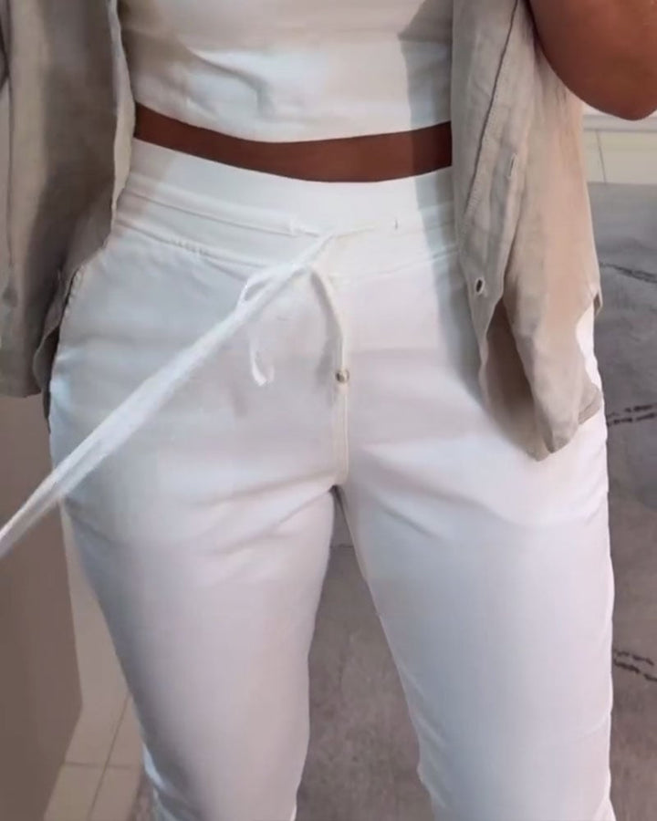 Pantalon pencil décontracté à cordon