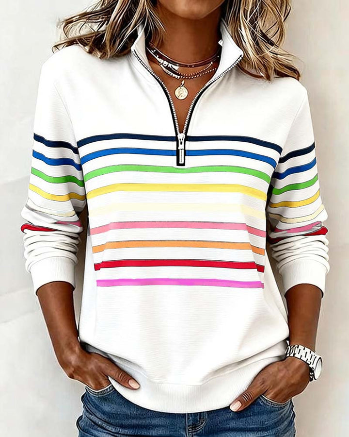 Sweatshirt à rayures arc-en-ciel tendance