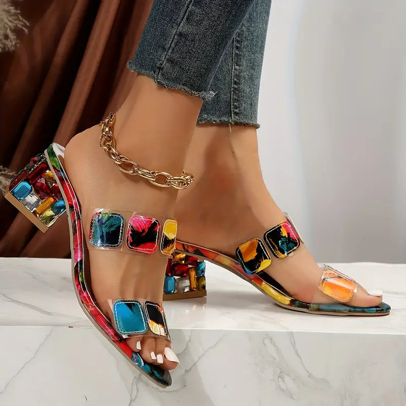 Sandales colorées à double lanière