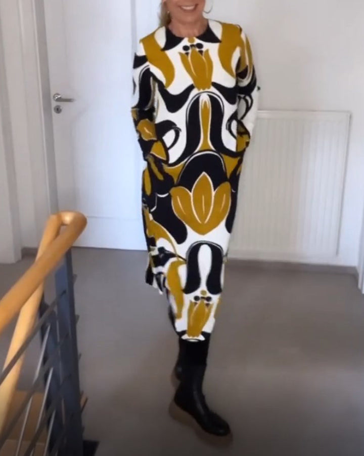 Robe à col rond imprimée
