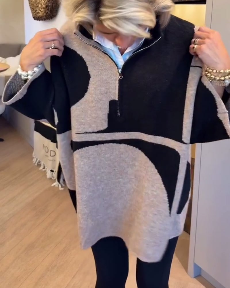 Pull tendance à col montant et demi-zip
