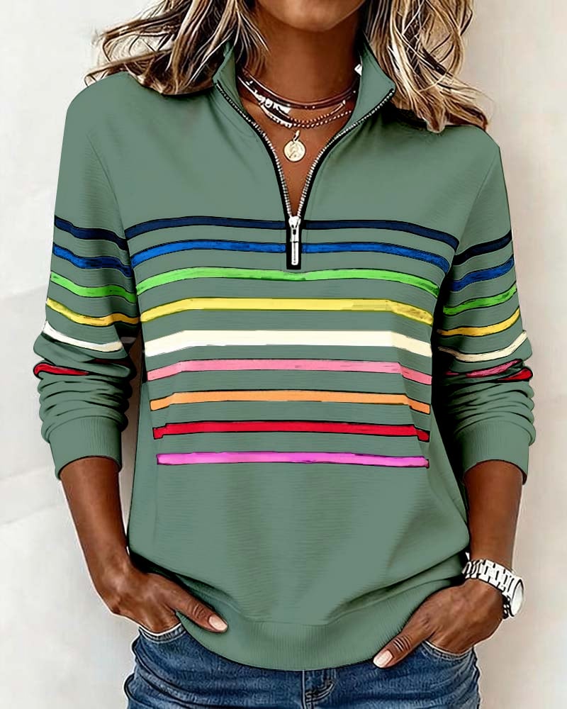 Sweatshirt à rayures arc-en-ciel tendance