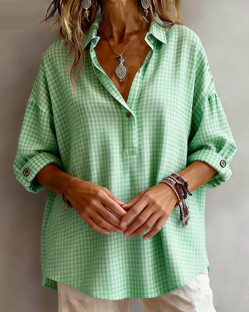 Blouse à revers Fashion Plaid