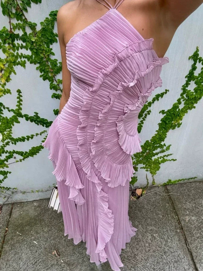 Robe en mousseline plissée amincissante – L'indispensable fluide des escapades en bord de mer