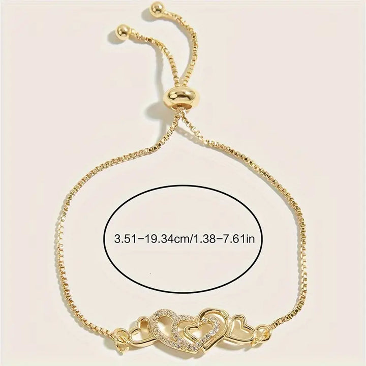 Bracelet de style vintage à cœurs scintillants