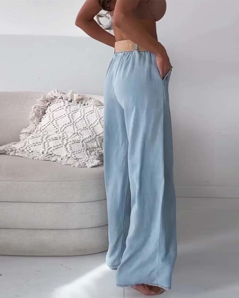 Pantalon large en denim lavé