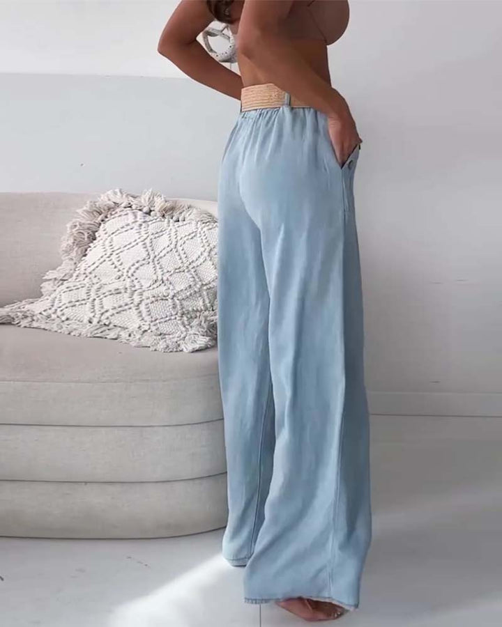 Pantalon large en denim lavé