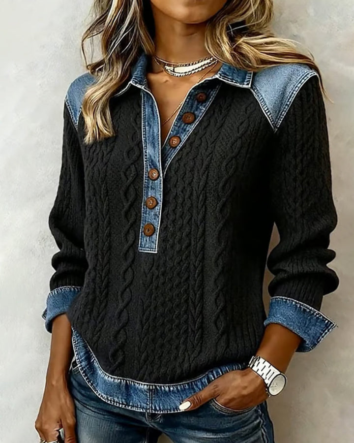 Sweatshirt en denim à blocs élégant
