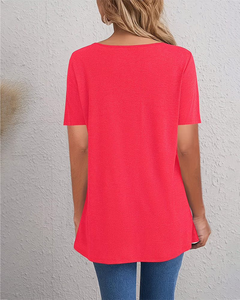 T-Shirt à ourlet pétale et décorations boutons