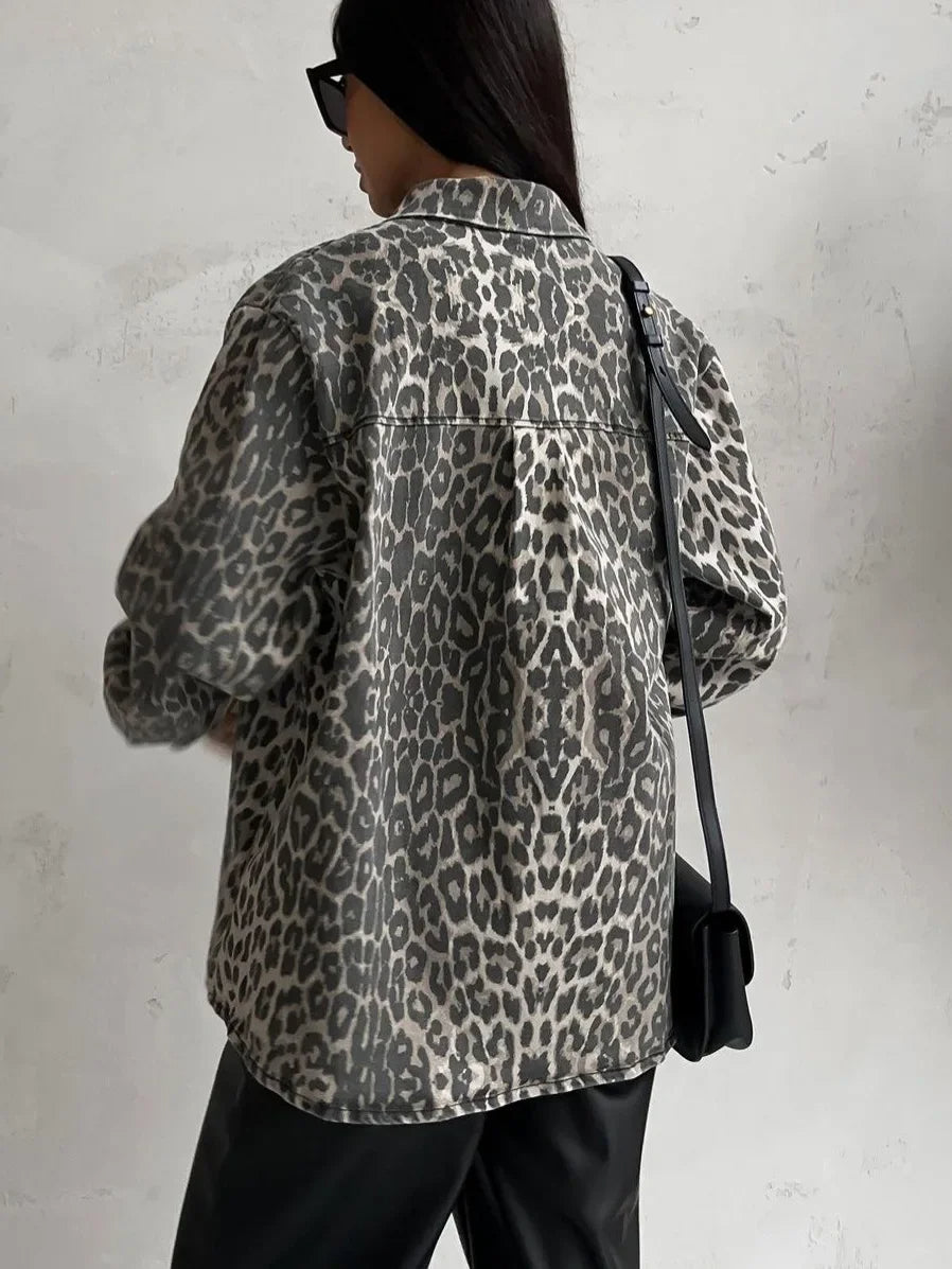 Veste élégante à imprimé léopard