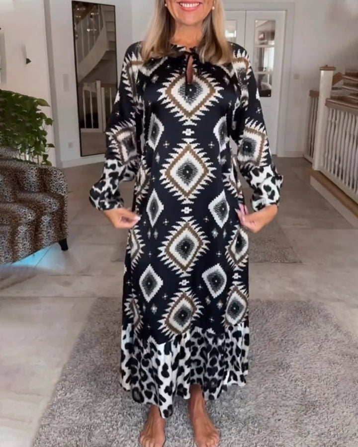 Robe à manches longues à imprimé géométrique