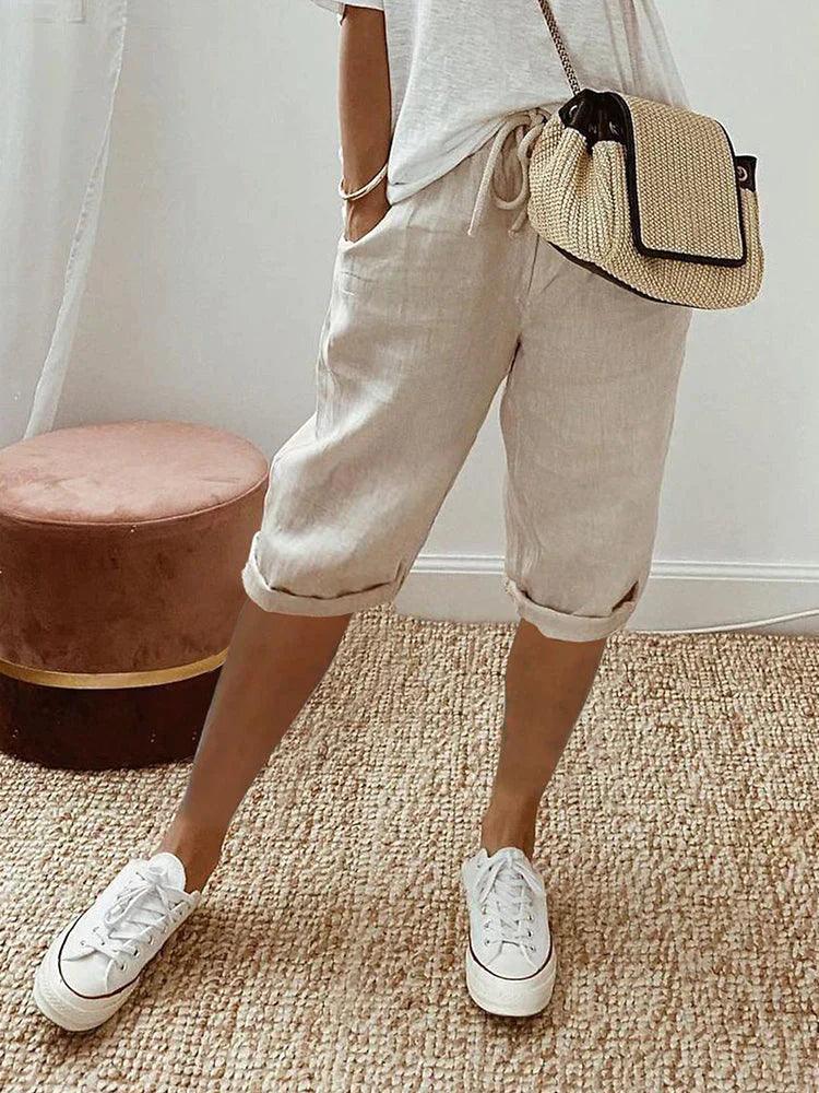 Short en lin et coton