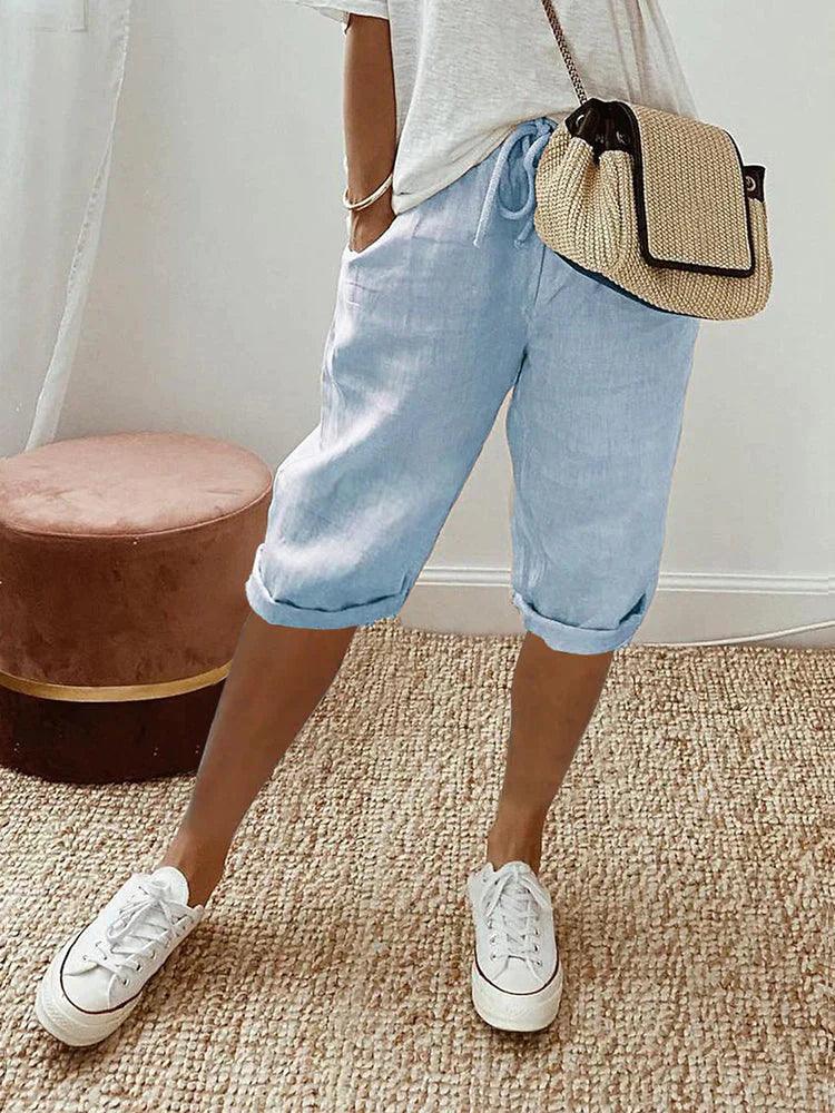 Short en lin et coton
