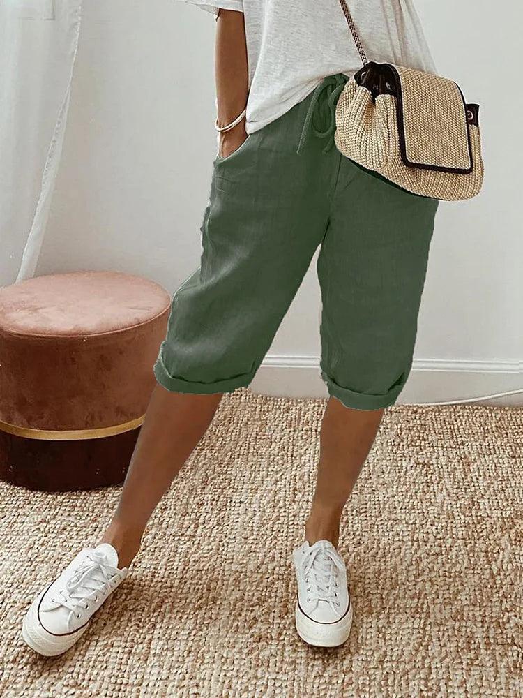 Short en lin et coton