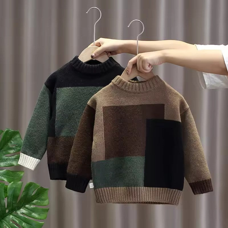 Pull chaud en laine tricotée pour enfant