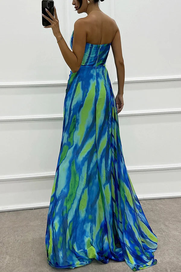 Robe longue chic à motifs vibrants