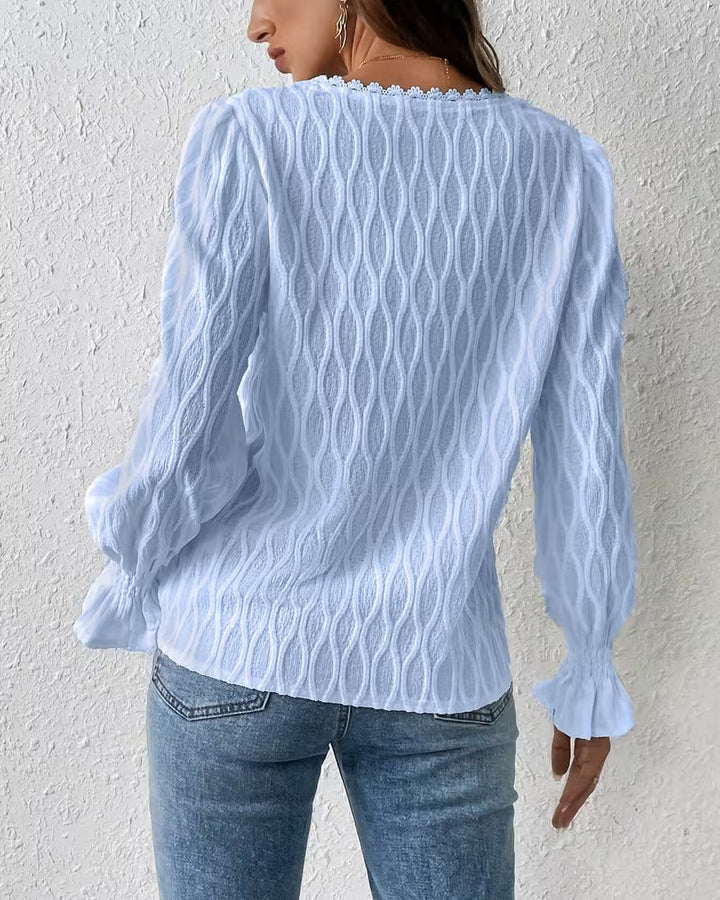 Blouse élégante en Jacquard à manches à volants