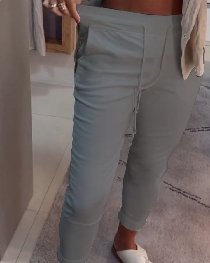 Pantalon pencil décontracté à cordon