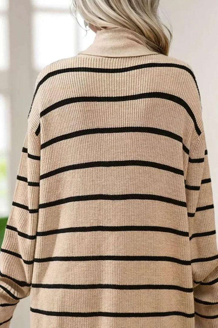 Cardigan rayé à manches longues et devant ouvert