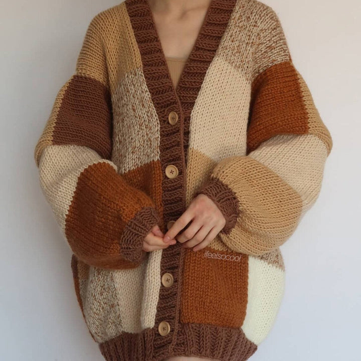 Cardigan patchwork plus fin pour femme