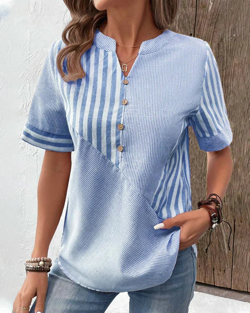 Blouse à boutons classiques à rayures