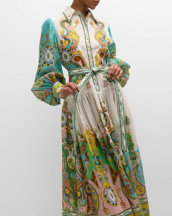 Luxe Robe Maxi à manches ballon