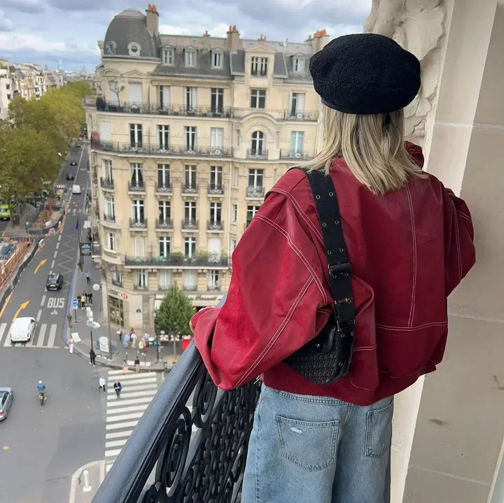 Blouson bomber oversize en cuir