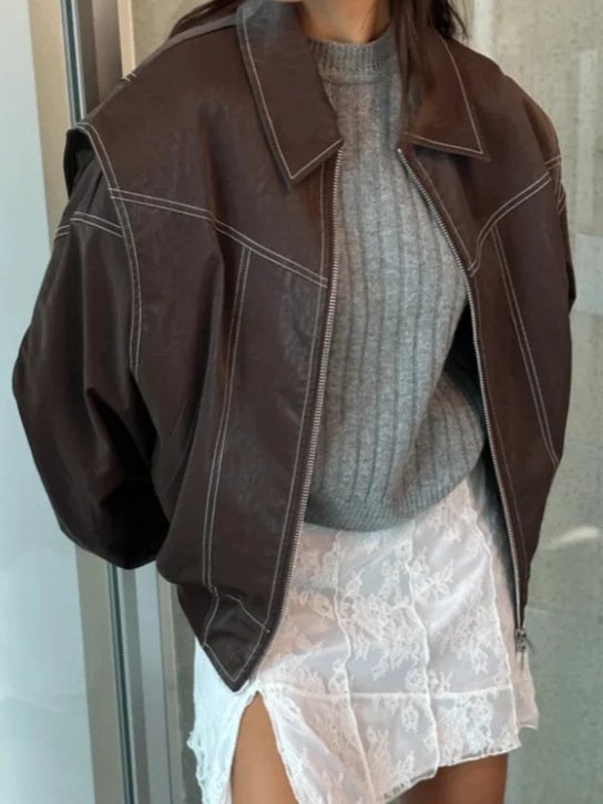 Blouson bomber oversize en cuir