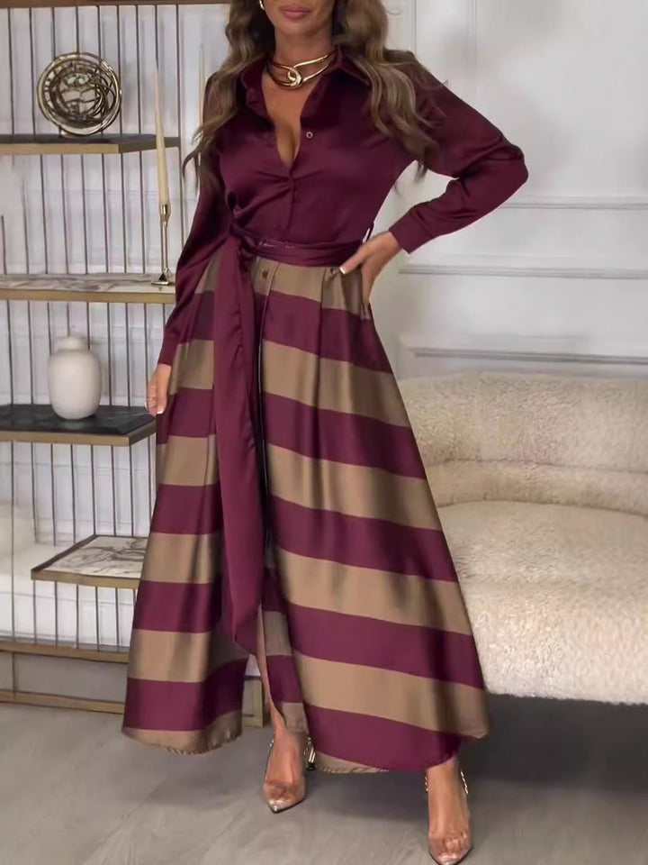 Robe longue sans manches à rayures décontractée