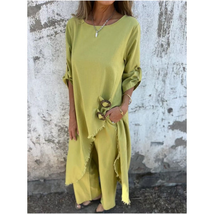 Robe deux pièces élégante en coton et lin