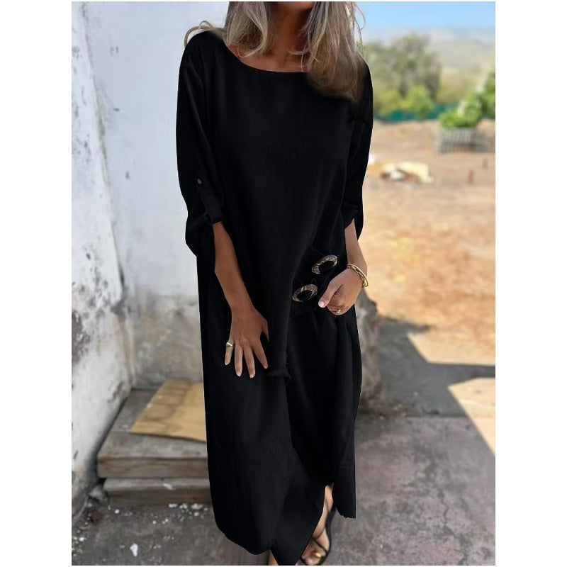 Robe deux pièces élégante en coton et lin