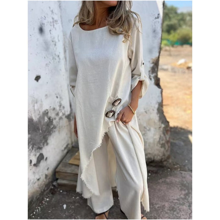 Robe deux pièces élégante en coton et lin