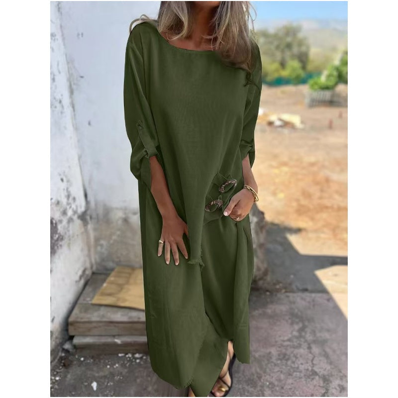 Robe deux pièces élégante en coton et lin