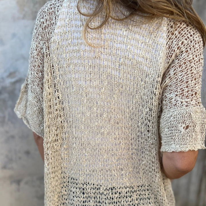Haut en tricot uni décontracté pour femmes avec bouton